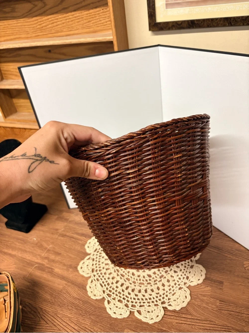 Vintage Brown Woven Rattan Basket